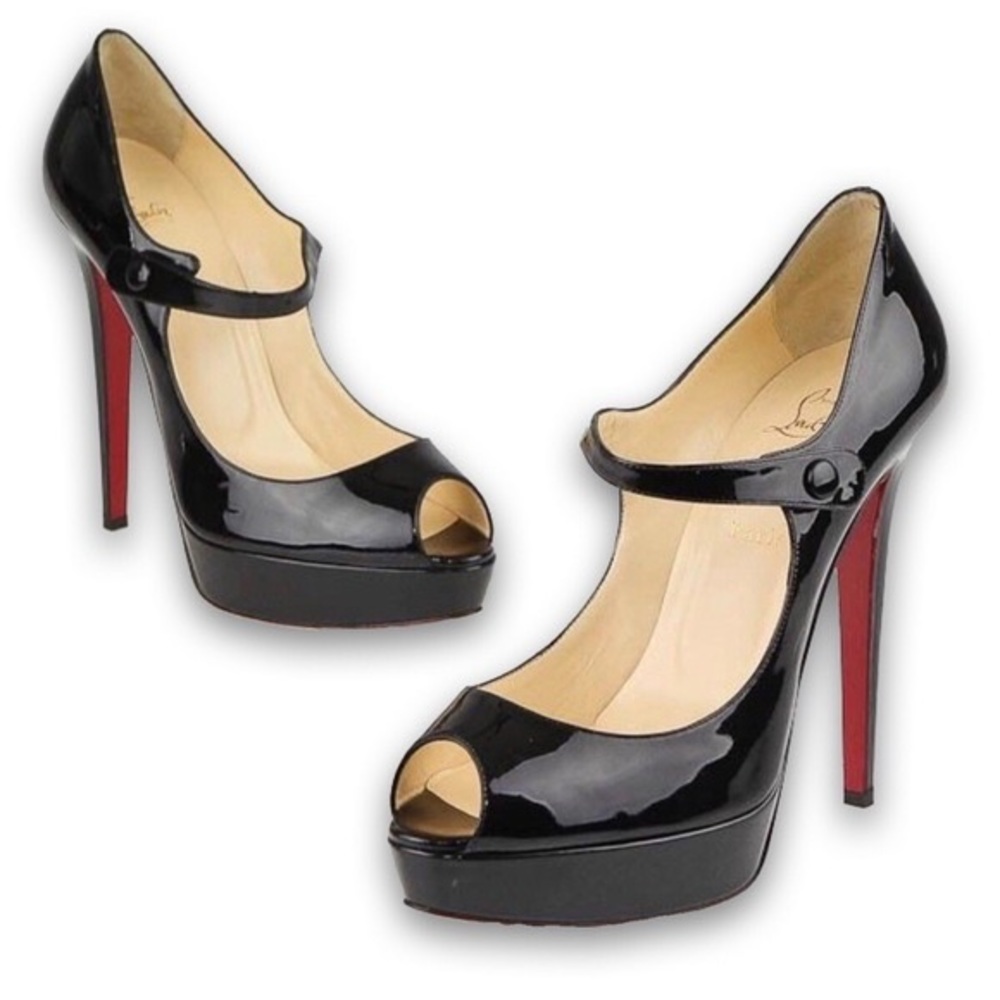 Christian Louboutin Iowa Zeppa Mary Jane Peep-toe size 8